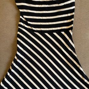 Anne Taylor Loft black and white striped strapless dress